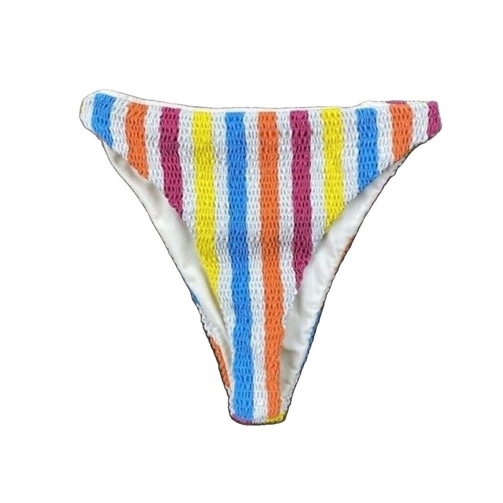 Revolve Tularosa Rainbow Striped High Waisted Cheeky Bikini Bottom Only -Size XS
